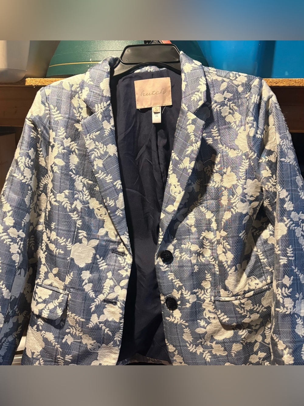 Hutch Blue and White Floral Blazer - Two-Button Sport Coat